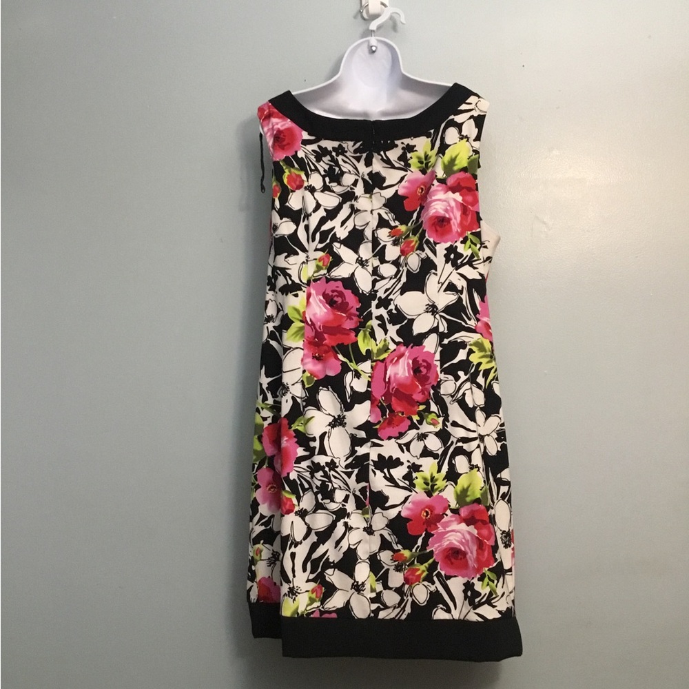 Perceptions Floral Mini Dress in Black with Pink and Green Accents - Picture 4 of 15